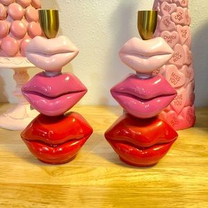 Rachel Zoe kiss lips candle stick holder, set of 2